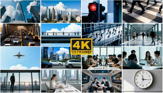 城市人群生活节奏掠影慢门转场快闪快切交通高清在线视频素材下载