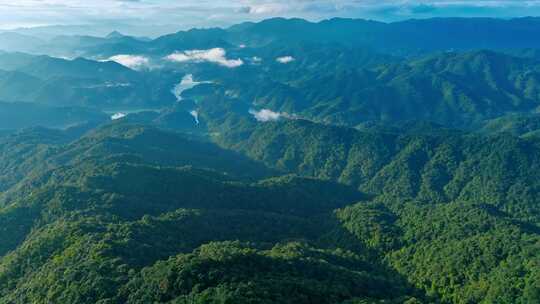 航拍山川原始森林云雾缭绕