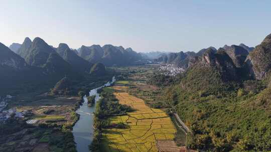 桂林阳朔十里画廊桂林山水风光航拍