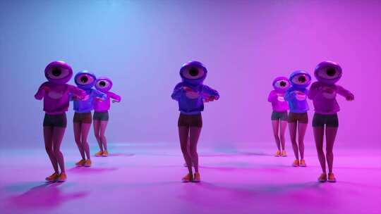 戴眼球头套人物舞台舞蹈素材