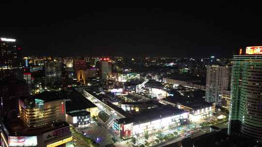 宁波天一广场中山路夜景航拍