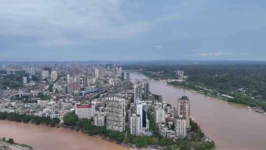 航拍四川乐山城市建设乐山大景