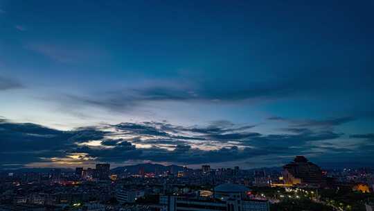 广西玉林城市大景夜景夜空万家灯火