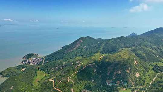 大海航拍 福建霞浦 嵛山岛天湖 岛屿森林