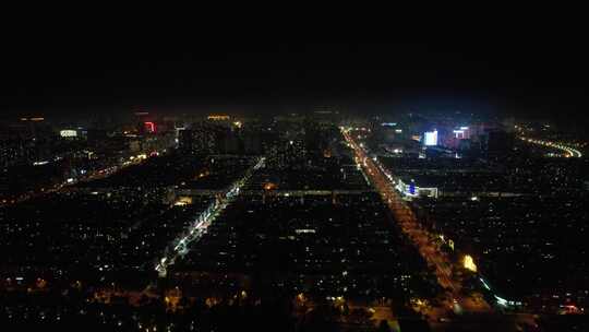 河北衡水城市夜景灯光航拍