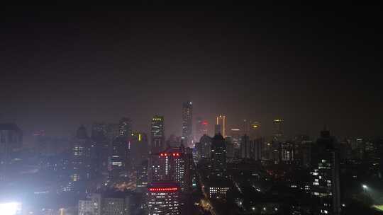 南京鼓楼区办公楼夜晚夜景航拍