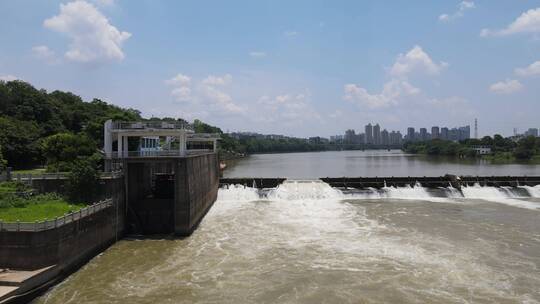 航拍自然风光城市高楼建筑桥梁交通河流