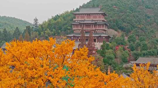 航拍杭州径山寺