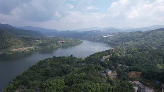 祖国大好河山青山绿水河流航拍