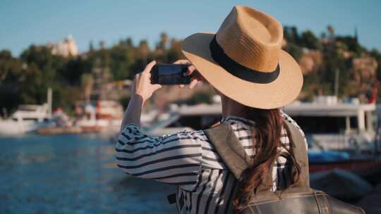 【4K】美女旅行出游手机自拍视频素材模板下载
