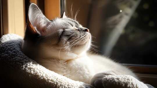 慵懒猫咪享受阳光沐浴的惬意时光
