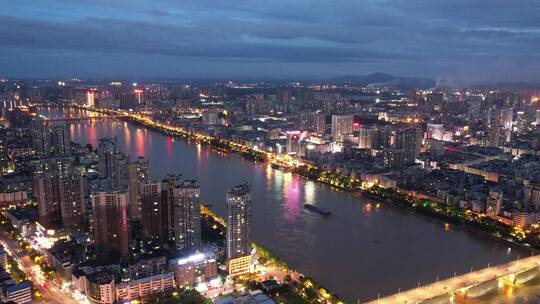 衡阳湘江城市夜景4k航拍延时摄影