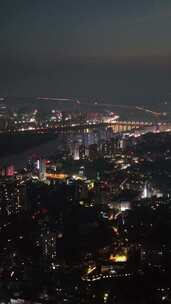 竖屏航拍四川乐山万家灯火城市夜景