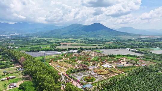 航拍海南乐东县花乡三角梅风景区