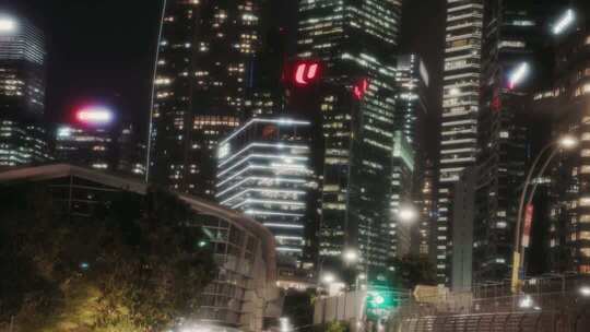 城市夜晚高楼大厦夜景素材