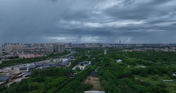 洛阳洛河隋唐立交桥鼓楼牡丹博物馆阴雨天