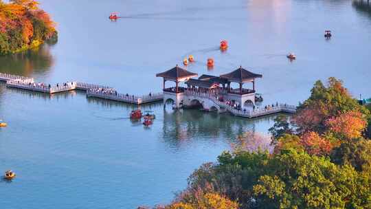 惠州西湖九曲桥航拍视频