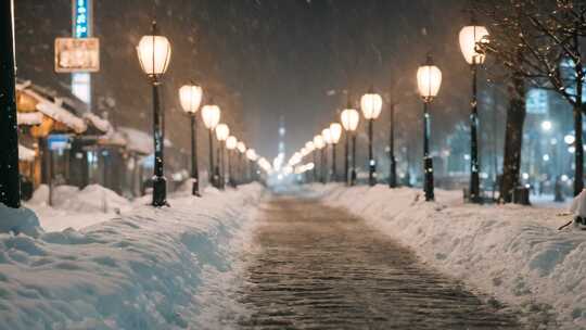 夜晚雪景视频素材模板下载