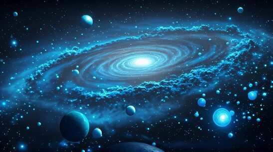 蓝色星系宇宙空间画面