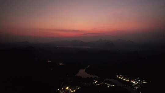 广东韶关丹霞山5A景区晚霞日落夕阳航拍