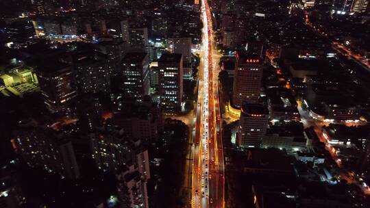 上海浦西夜景航拍空镜