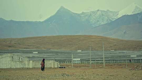 藏族妇女雪山高原行走