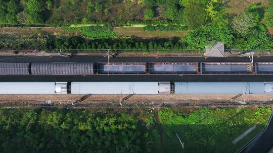 航拍杭州萧山开发区高速电气化铁路