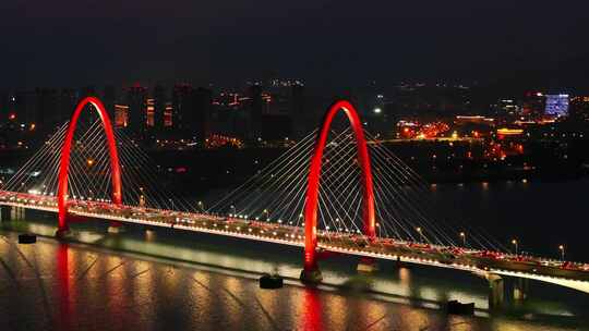 航拍横飞之江大桥夜景