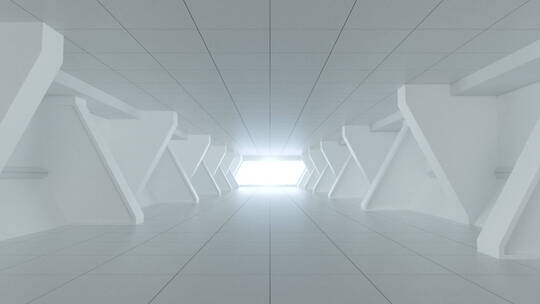 白色隧道室内结构 3D渲染