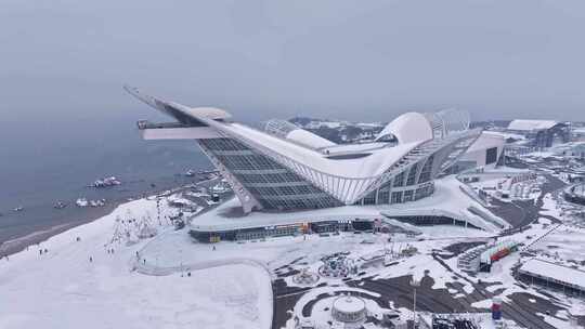 青岛西海岸金沙滩雪景国际啤酒城雪景