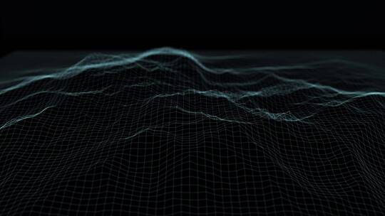 3D渲染黑色背景未来抽象发光粒子网络科技