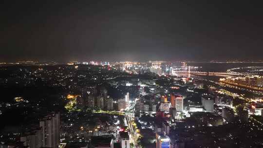 航拍福建泉州丰泽区夜景灯光