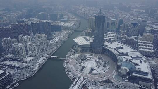 西湖文化广场 雪景 航拍 杭州 运河 1