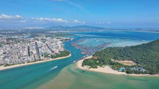 海南陵水疍家鱼排玻璃海海湾玻璃海航拍