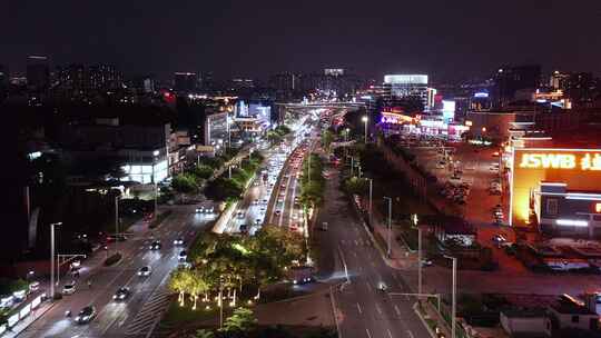 广州夜景航拍-番禺南村万博城市道路02视频素材模板下载