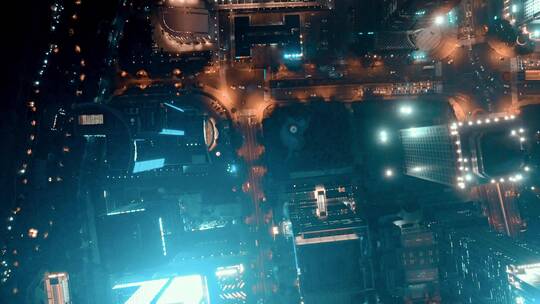 俯拍上海夜景视频素材模板下载