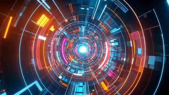 炫彩隧道光影特效 时空穿梭科幻空间霓虹色
