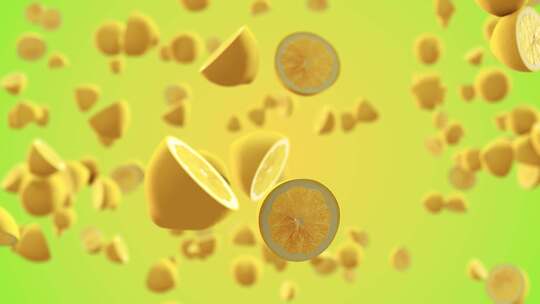 满屏幕的柠檬掉落