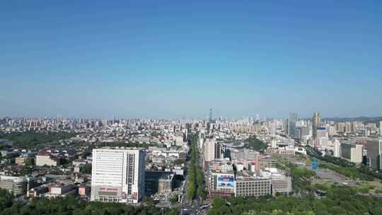 航拍济南城市天际线济南大景济南全景