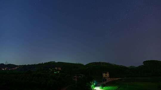 广西南宁夜晚星空星星与山脉山林延时风光