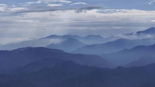 水墨江南山峦叠嶂航拍4K自然绿水青山云海视频素材模板下载