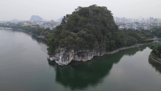 航拍广西桂林旅游景点城市地标建筑