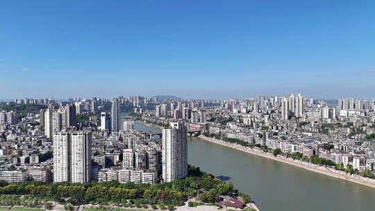 航拍四川泸州大景泸州城市建设