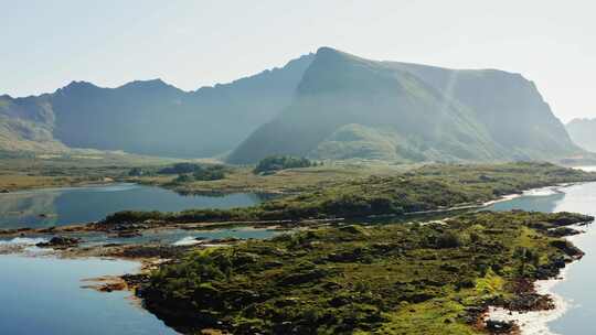 Lofoten，挪威，无人机，山