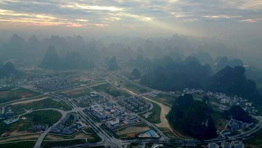 桂林山水阳朔风光中国航拍