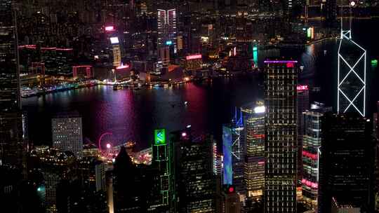 香港 维多利亚港夜景航拍