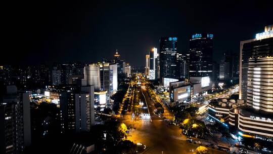 陆家嘴世纪大道夜景航拍