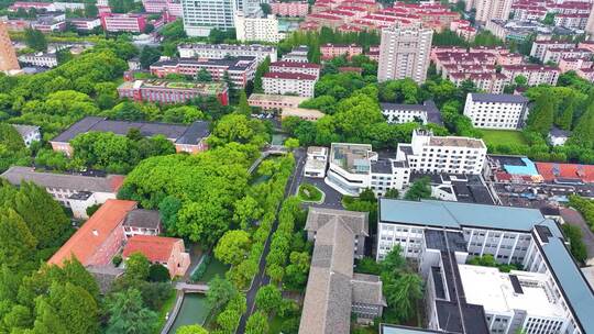 上海市华东理工大学徐汇校区航拍校园风景风