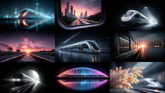 疾驰高铁穿梭城市未来科技交通运输高清在线视频素材下载