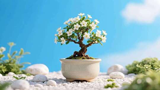 白色盆栽花卉特写